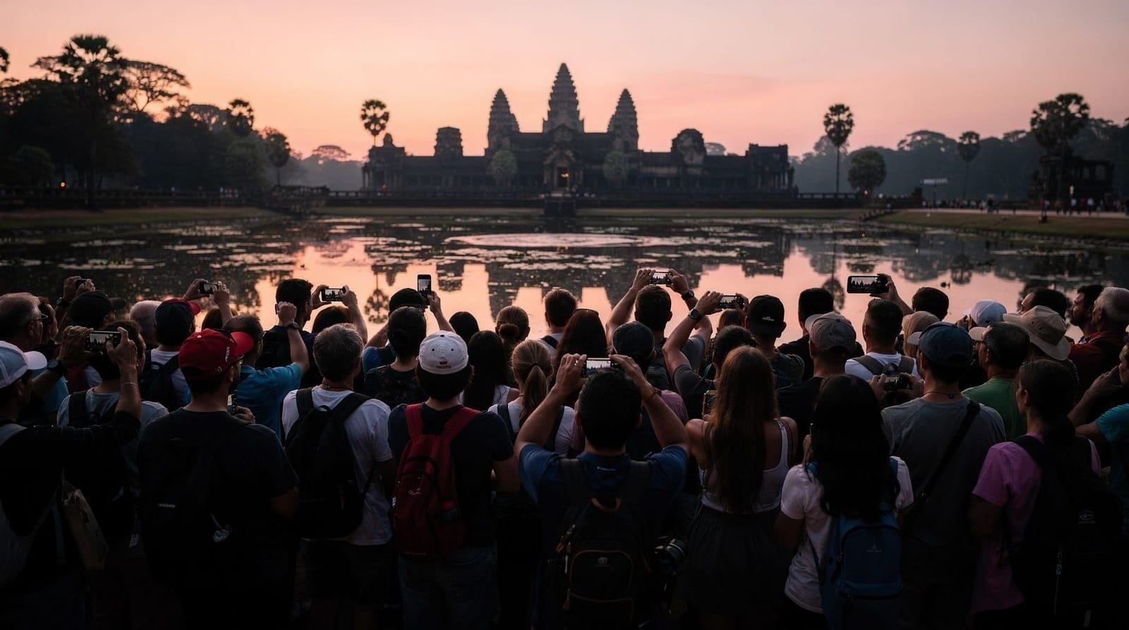 The Angkor Wat sunrise, honestly: crowds, clouds, and when it's not worth the 4:30 AM — An honest account of the Angkor Wat sunrise — the reflecting pond crowds, what a