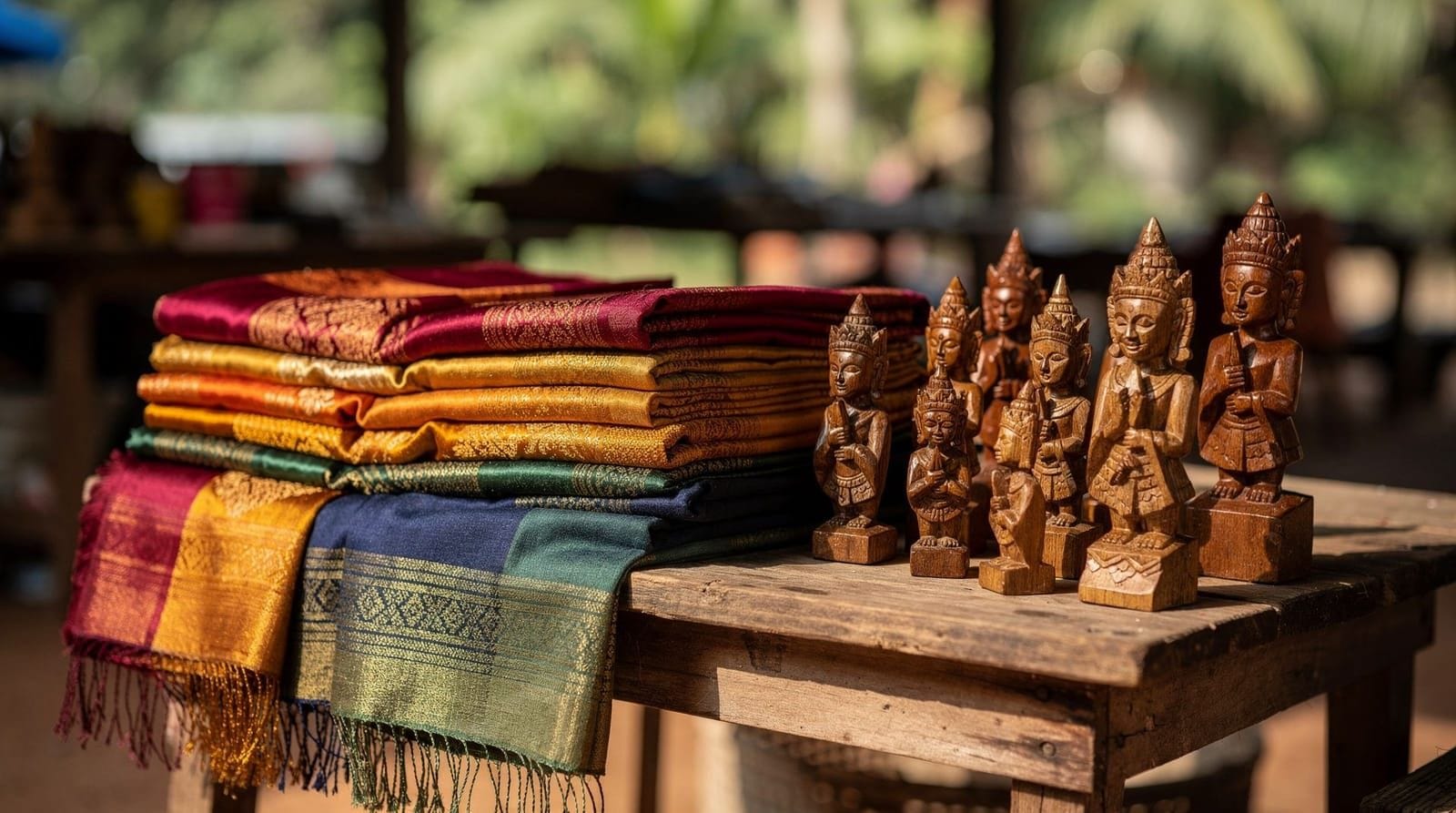 Pamiątki z Siem Reap — co naprawdę warto kupić — Prawdziwe khmerskie rzemiosło w Siem Reap — jedwab, pieprz z Kampot, kramy, Arti